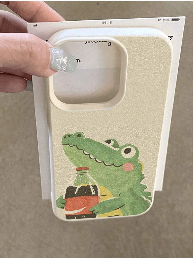 1 pieza Funda protectora suave y antideslizante con textura y diseño de cocodrilo vintage compatible con teléfonos Apple - Multicolor - Añade 3