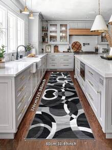 1pc Modern Minimalist Black Area Rug, Washable Non-Slip, 850g/M² For Living Room Bedroom Kitchen Office Entryway