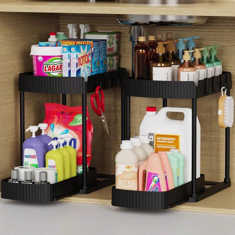 1 Pack Multi-Purpose Pull-Out Storage Organizers, Under Sink Organizers And Storage For Bathroom & Kitchen, Under Cabinet Organizers And Storage, 12.8 Inch - Multicolor - View 1