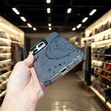 Ốp lưng bảo vệ điện thoại họa tiết trái đất đơn giản tương thích với iPhone 16 Pro Max, 15, 14 Plus, 13, 12, 11 - Khung đen Xám bạc - Xem 6