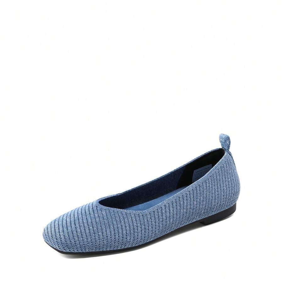 Women's Slip On Square Toe Ballet Arch Support Stylish Casual Comfortable Washable Working Walking Flats Shoes - 藍色 - 查看 1