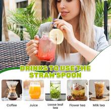 2 Pcs Stainless Steel Yerba Mate Straw, Reusable Bombilla Mate Spoon Straws, 7.4 Inch Long Tea Coffee Filter Straw For Loose Tea Cocktail (Black & White Bead),12918039 - Beige - View 6