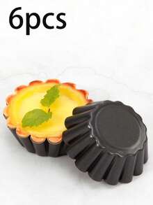 6/12/24件套迷你蛋挞模具、凹槽蛋糕模具、DIY烘焙布丁派模具、菊花杯蛋糕模具、不粘煎饼模具、碳钢蛋挞模具、可重复使用、厨房小工具、厨房配件 - 黑色 - 查看 5