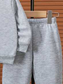 Baby Girl Casual Dinosaur Print Crew Neck Sweatshirt And Pants Set, Autumn/Winter