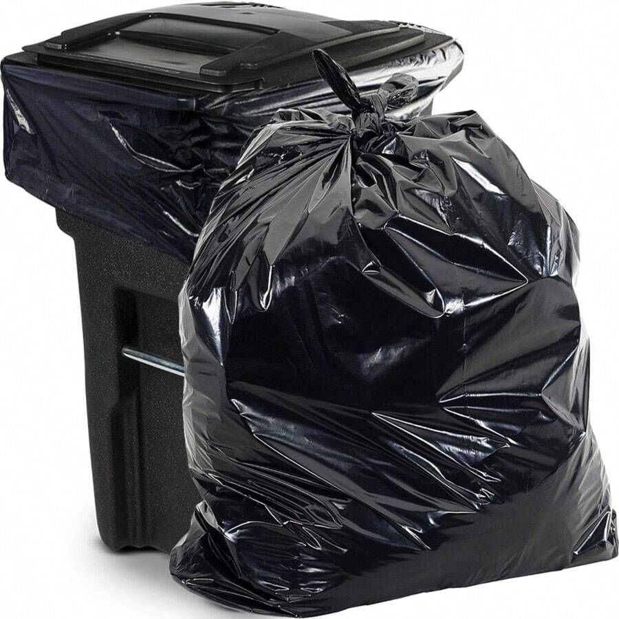 55-60 Gallon Black Heavy Duty Trash Bags, 51" X 55", For Construction, Industrial, Outdoor, And Commercial Use(5PCS) - 黑色 - 查看 1