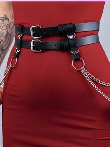 1件装女士哥特风黑色腰链，哥特式吊带束腰带，带铆钉和流苏，适合日常通勤、音乐节、万圣节派对等场合 - 黑色 - 查看 7