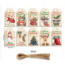 50pcs/Set Christmas Party Gift Candy Baking Boxes, Paper Boxes, Paper Bags, Hang Tags, Cards, Labels, Including Ropes
