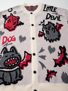 ANDREILEE 春秋冬新款休闲通勤风男女通用毛衣，采用别致的提花图案，长袖开衫，针织上衣 - 杏色 - 查看 5