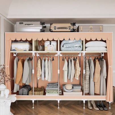 A Large-Capacity Dustproof Simple Wardrobe With 6 Storage Spaces, Perfect For Families, Bedrooms, Apartments, Dormitories, Moving, Organization, Closet Solutions, Home Decor Essentials