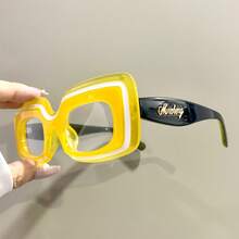 Fashion Y2K Rectangular Glasses Unisex Fashion Patchwork Glasses - Yellow - View 1