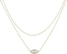 MEVECCO Layered Heart Necklace Pendant Handmade 18k Gold Plated Dainty Gold Choker Arrow Bar Layering Long Necklace For Women - 層邪惡之眼 - 查看 1