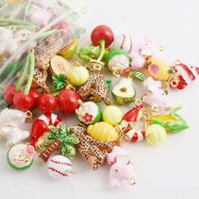 2/4/9pcs Mixed Colorful 3D Alloy Drip Oil Cute Animal, Fruit, Food, Marine Life Series Pendant DIY Necklace, Bracelet, Earring Jewelry Making Accessories