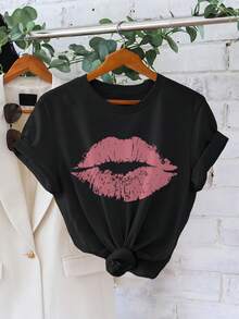 LZJSHOP-New AMIR European And American Letter Casual Print Crew Neck Short Sleeve T-Shirt Unisex Loose Couple Pure Cotton T-Shirt - 黑色23 - 查看 1