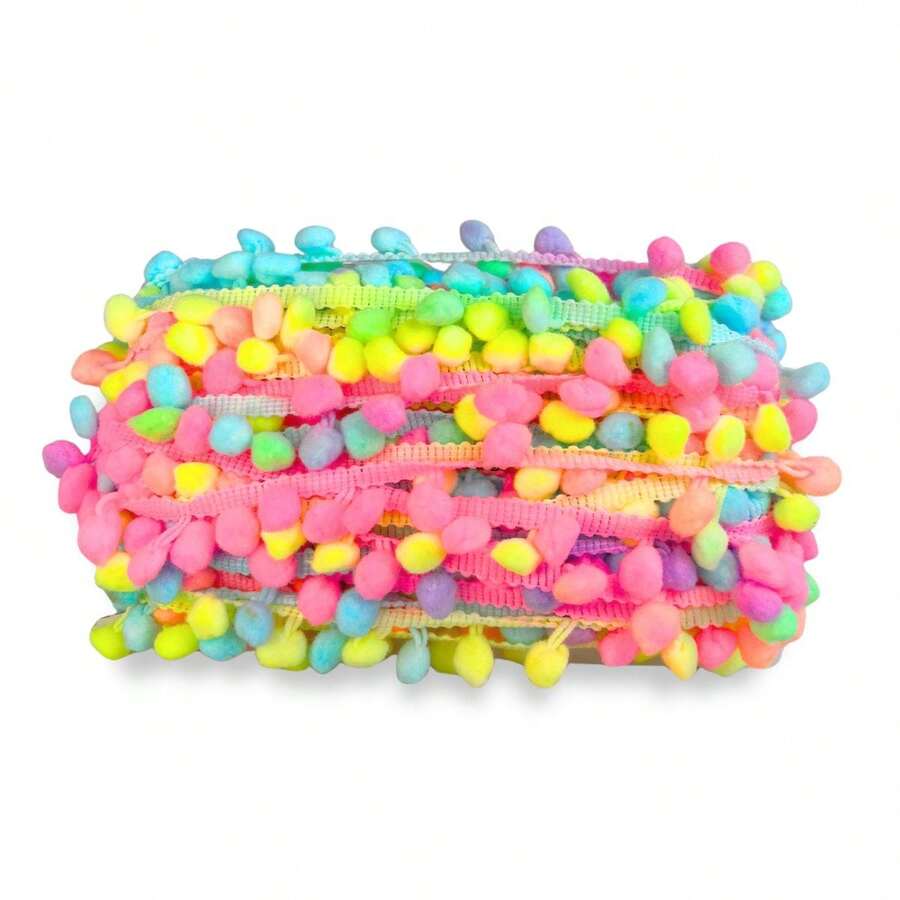 10 Meters Grelot Pom Pom Polyester Ribbon Ball 30mm Crafts - 乘法2 - 查看 1
