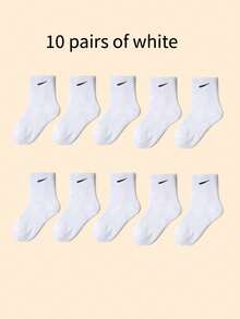 10/20 par białych i czarnych, elastycznych skarpet sportowych do połowy łydki dla dzieci, wygodnych i modnych, odpowiednich na każdą porę roku, do noszenia na co dzień i do szkolnego mundurka - Wielokolorowe - Zobacz 22