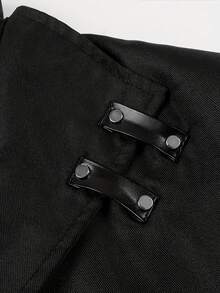 男士纯色高领时尚长款不对称下摆燕尾服夹克 - 黑色 - 查看 3