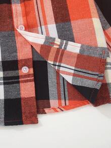 Young Boy Plaid Print Long Sleeve Single-Breasted Casual Shirt, Autumn