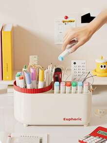 360° Rotating Makeup Organizer - Featuring A Smooth Surface, Durable Plastic, And Space-Saving Design, Suitable For Brushes, Lipsticks, Skincare, Stationery, And Makeup Brushes - Multicolor - View 8