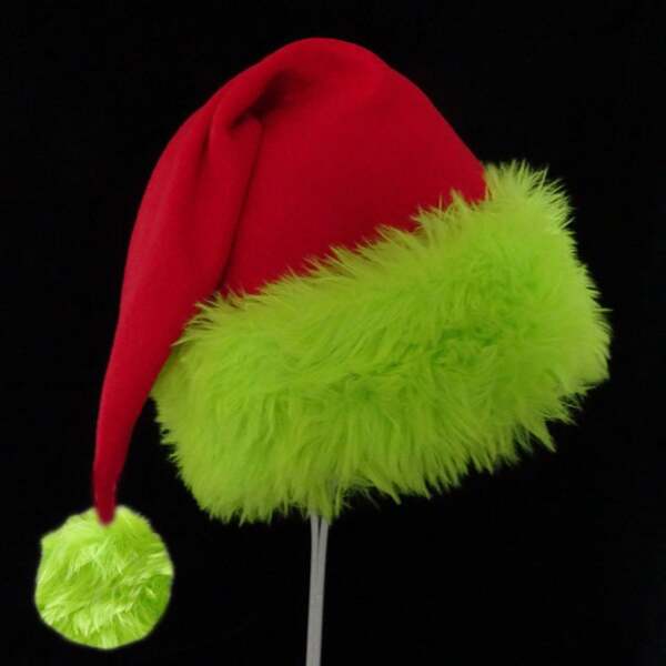 1pc Christmas Supplies, Santa Claus Hat, Party Costume Hat, Furry Hat, Santa Red & Green Hat, Cosplay Headwear
