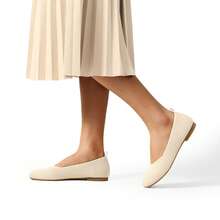 Women's Slip On Square Toe Ballet Arch Support Stylish Casual Comfortable Washable Working Walking Flats Shoes - 杏色 - 查看 7