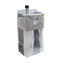 Bolsa colgante de almacenamiento multifuncional para cuna de bebé, bolsa colgante de almacenamiento de artículos para bebé para pañales, biberones, bolsa de almacenamiento junto a la cama, diseño semi-abierto para fácil acceso, sostiene pañales, biberones, pañuelos, toallitas húmedas
