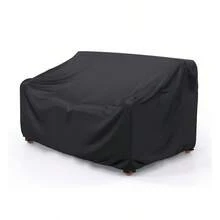 Durable Black Outdoor Chair Cover - Waterproof Terrace Furniture Protective Cover For Deep Seat Leisure Chairs