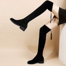 Women Over-The-Knee Boots - Black 6cm Single Layer - View 1
