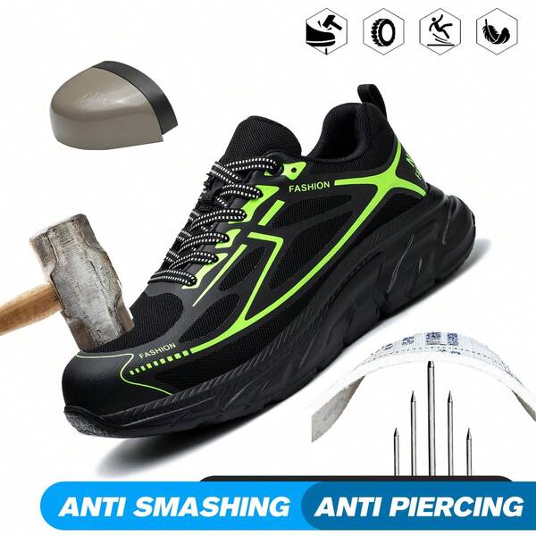 Stahlkappenschuhe für Herren und Damen, leichte Sneaker, modische Arbeitsschuhe, bequem und atmungsaktiv, Zehentennisschuhe