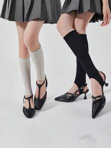 1 Pair White Lace Breathable Calf Socks, Random Delivery, Y2k - Multicolor - View 1