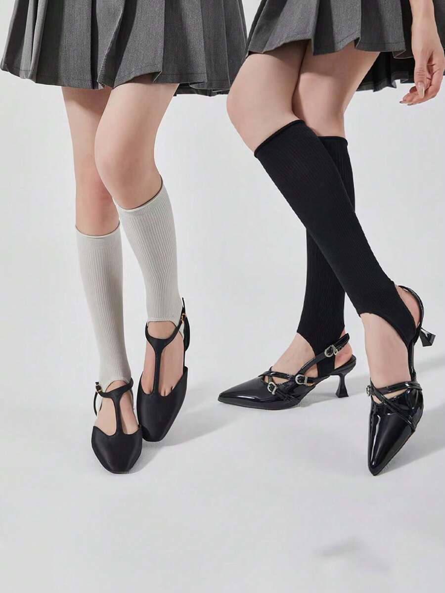 1 Pair White Lace Breathable Calf Socks, Random Delivery, Y2k - Multicolor - View 1