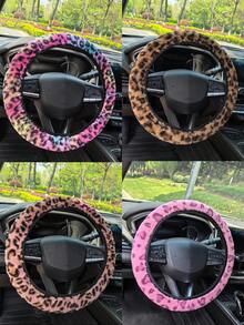 1个毛绒豹纹方向盘套，无内圈，保暖防滑，四季皆宜，豹纹汽车配件 - 均碼 - 查看 12