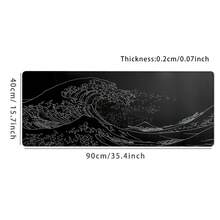 1PC Black & White Giant Wave Gaming Mouse Pad - Large Desk Mat, Office Desktop Accessory | Locking Edge Design, Non-Slip Rubber Base | XL & XXL Sizes Available, Suitable For Home & Office | Ideal Gift For Boyfriend/Girlfriend, Back To School Essential - 黑色 - 查看 8