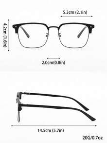 1 Pair Men's Metal Half-Frame Vintage Style Transparent Lens Glasses, Suitable For Daily Wear, Gaming And Computer Work - Clear - View 8