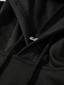 Men's Printed Letters Vintage Ramen Printing Graphic Side Pockets Hoodie, Emo Style, 2000s Style, For Fall - 黑色 - 查看 5