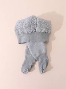 1 pieza Mallas térmicas forradas de felpa gruesa para niños, leggings resistentes y versátiles para uso en invierno por debajo de 5°C