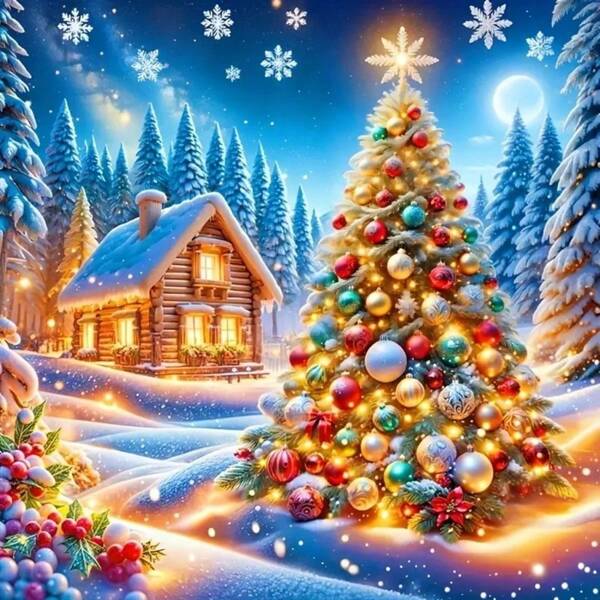 1pc 5D Diamond Painting Kit, Christmas Theme, Suitable For Adult Beginners DIY Mosaic Diamond Art, Full Drill Handmade DIY Diamond Painting, Applicable For Living Room, Bedroom, Office Wall Decor, Surprise Art Home Decor Gift For Family And Friends