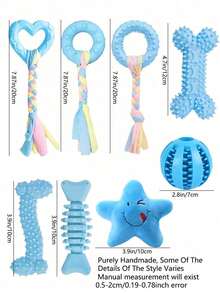 1 Set Pet Chew Toys, Dog Toy Set, Suitable For Small To Medium Dogs Teething Toys Set, Durable TPR & Squeaky Chew Toys Series, Interactive Toys, Dog Health Training Toy Kit - Multicolor - View 2