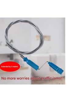 1pc Steel Wire Drain Cleaner, Bathroom Pipe Cleaning Tool, Flexible Steel Wire Sink Drain Clog Remover, Toilet Blockage Unclogging Manual Plunger, Spring Drain Cleaning Tool, Manual Drain Unclogger - Silver - View 9