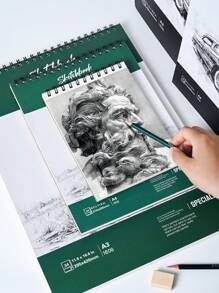 دفتر رسم سبيرال مقوى 1 قطعة، دفتر رسم مائي سميك مقوى 24 ورقة (78 رطل/160 جم/م2) A3/A4/A5، ورق رسم فني خالي من الحمض مناسب للرسم والرسم بالألوان المائية للبالغين والفنانين المبتدئين، هدية عيد الأم، لوازم مدرسية