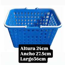 Canasta de servicio con asas para llevar cosas canasta multiusos resistente cocina almacén picnic hogar organización accesorio portátil mercancía práctica ligera grande - Rojo - Ver 2