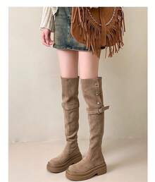 Women Over-The-Knee Boots - 卡其色 - 查看 7