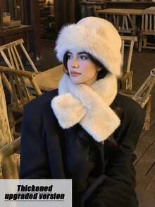 2pcs Feather Acrylic Fringed Edge Bucket Hat Set, Autumn/Winter Valentines Gift