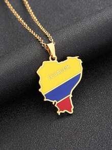 1 chiếc mặt dây chuyền hình bản đồ Ecuador và Thổ Nhĩ Kỳ bằng thép không gỉ thời trang unisex, trang sức phong cách punk, thích hợp làm quà tặng trang sức và thể hiện phong cách thời trang. - Nhiều màu - Xem 2