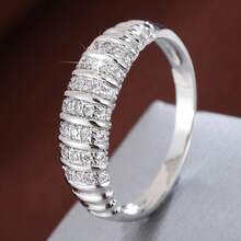 1pc Minimalist Spiral Pattern Design Cubic Zirconia Inlaid Women's Ring - Multicolor - View 16
