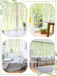 1 pezzo Tenda trasparente a foglia di salice, tenda a vite di foglia di salice in stile pastorale con passante superiore, ombreggiatura e protezione della privacy, adatta per soggiorno, camera da letto, balcone e altre decorazioni per ambienti | Decorazione autunnale - Multicolore - Visualizzare 7