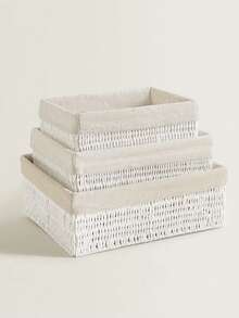 3pcs/1pc Handmade Woven Storage Basket, Desk Organizer Tray For Cosmetics, Keys, Snacks, Home Decor, Living Room, Bedroom, Office, Suitable For Halloween, Christmas Gifts