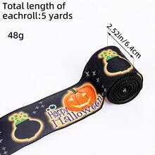 1pc Creative Halloween Spider Print Ribbon, Spooky Party Decor Streamer, DIY Craft Supplies - Perfect Gift