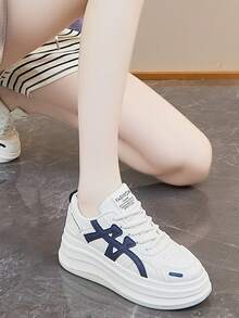 Women's New Fashionable Thick Sole Casual Sneakers, Versatile, Ins Style, Anti-Slip, Durable