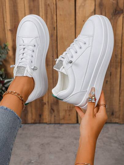 Women's Platform Thick Bottom Sneakers, Wedge Heel Casual Sports Shoes, Increase Height, Chunky Sole Comfortable Sneakers, Slimming White Shoes