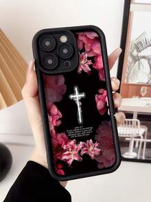 1 件黑色十字和花朵图案防震、防刮、防指纹全覆盖手机壳，兼容 15/15 Plus/15 Pro/15 Pro Max/11/12/13/14 Pro Max/XS/XR/11 Pro/11 Pro Max/12 Pro/12 Pro Max/13 Pro/13 Pro Max/14 Pro/14 Pro Max/14 Plus/7 Plus/8 Plus/8/SE 2 - 彩色 - 查看 1